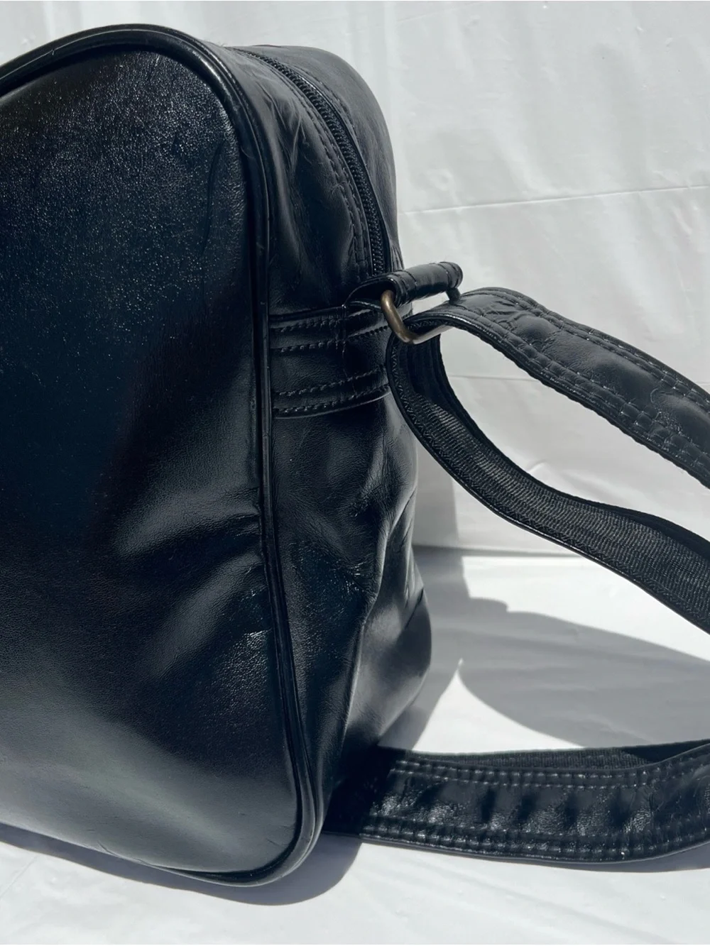 adidas Black and Gold Trefoil Messenger Bag